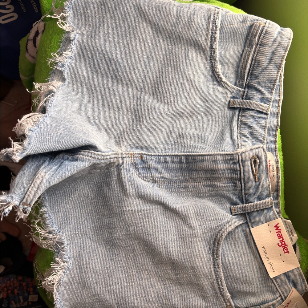 Wrangler Light Blue mid Rise Denim Cutoff Shorts